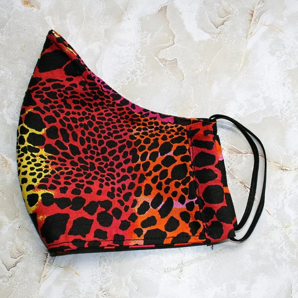 HAND CRAFTED Face Mask Colorful Animal Adult Cloth Fabric Print - Shield Style